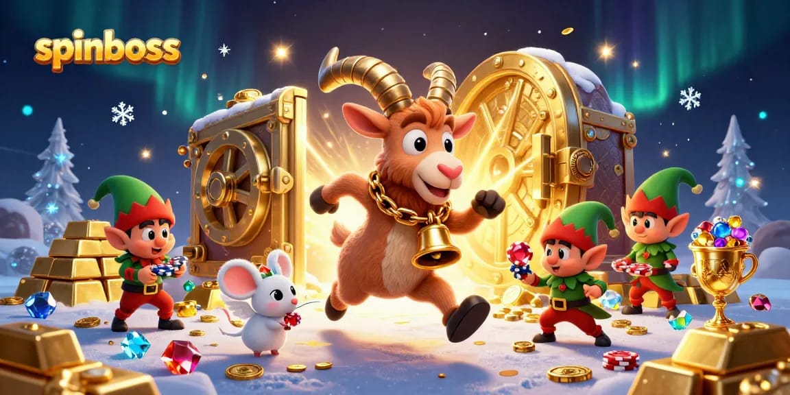 Spinboss captivates with a festive casino scene featuring Krampus and adorable characters.