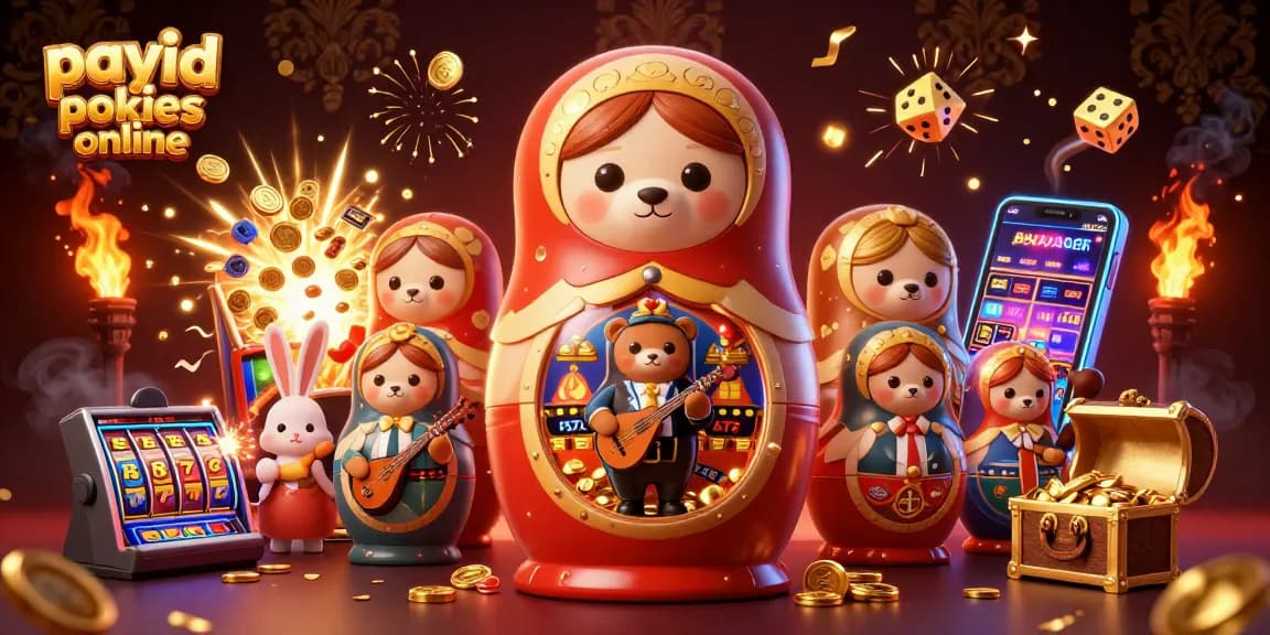 Experience thrill with payid pokies online in a vibrant 3D casino scene featuring joyful characters and dynamic game elements.