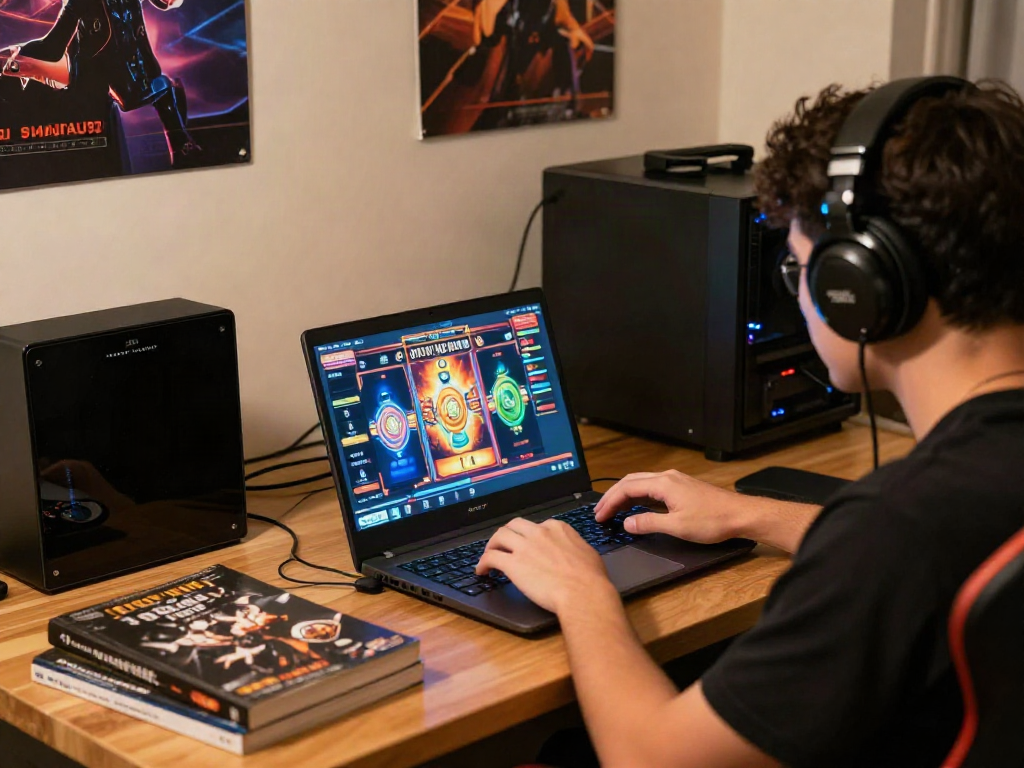 Player enjoying an engaging slot game at https://da88z.net/ with immersive graphics and cozy gaming setup.