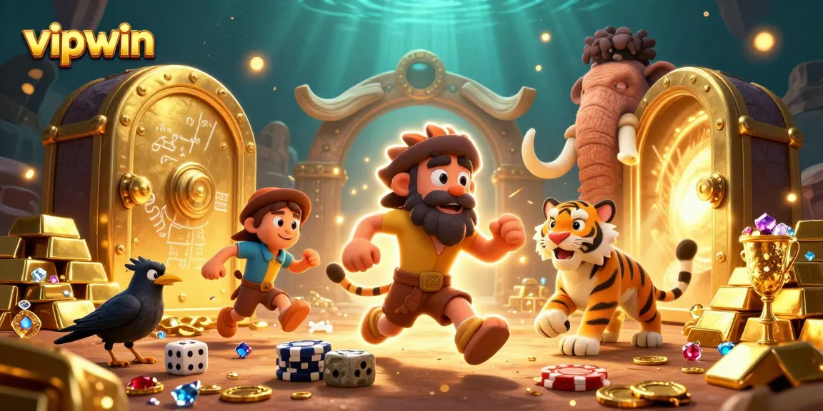 Join the fun at vipwin, where a caveman and sabertooth tiger run a vibrant prehistoric casino.